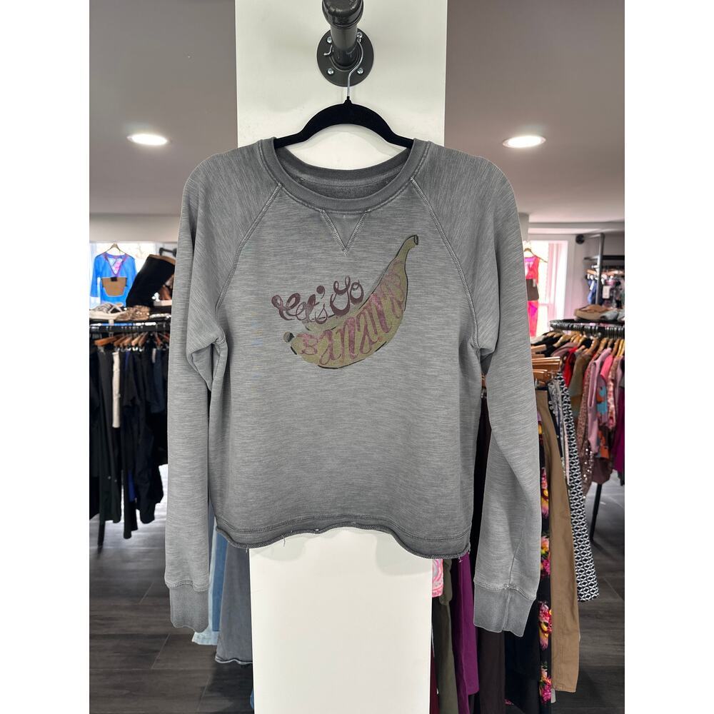 Anthropologie Gray Crewneck Sweatshirt with Banana Graphic